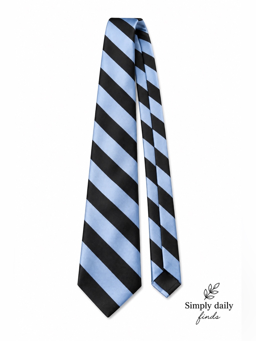 Haggar Light Blue and Black Diagonal Striped Silk Tie